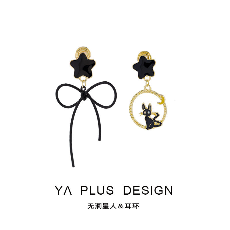 Wholesale Elegant Alloy Bow Star Cat Clip Earrings - Party Gift Fashion Accessory