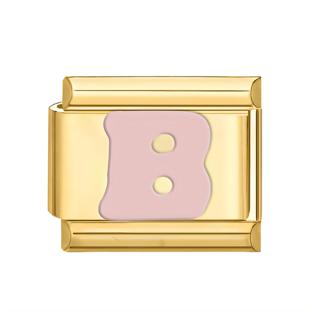 Wholesale ltalian Charms DlY Composable Bracelet Letter Module Stainless Steel DlY Bracelet