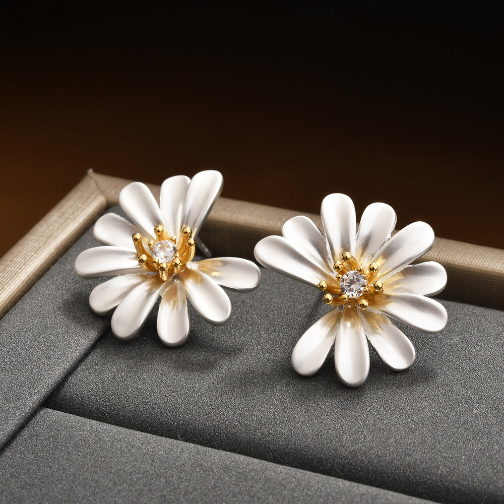 Wholesale Matte Silver Copper Small Ear Studs Korean Style Fashion Accessory