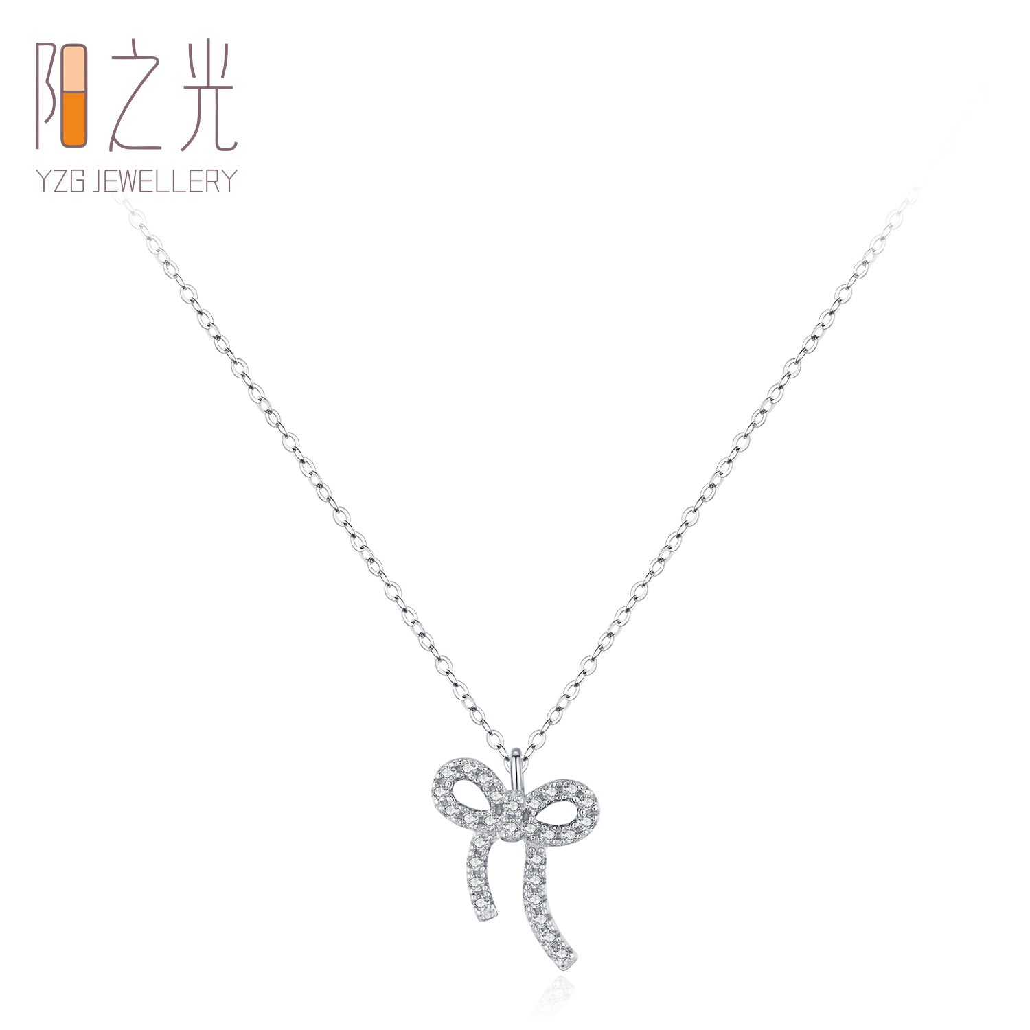 Wholesale S925 sterling silver  bow pendant clavicle chain