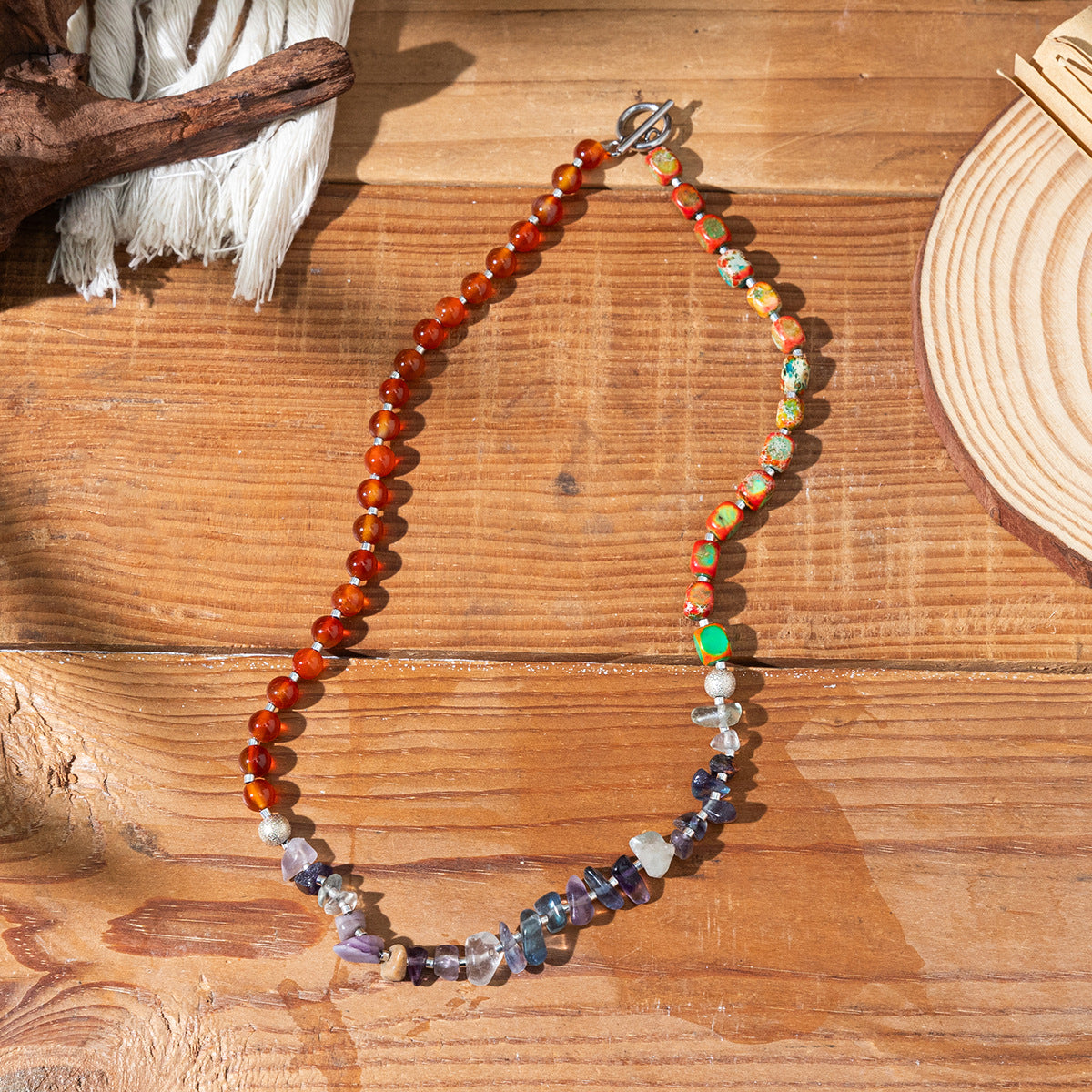 Wholesale Bohemian natural stone multi-layered necklace