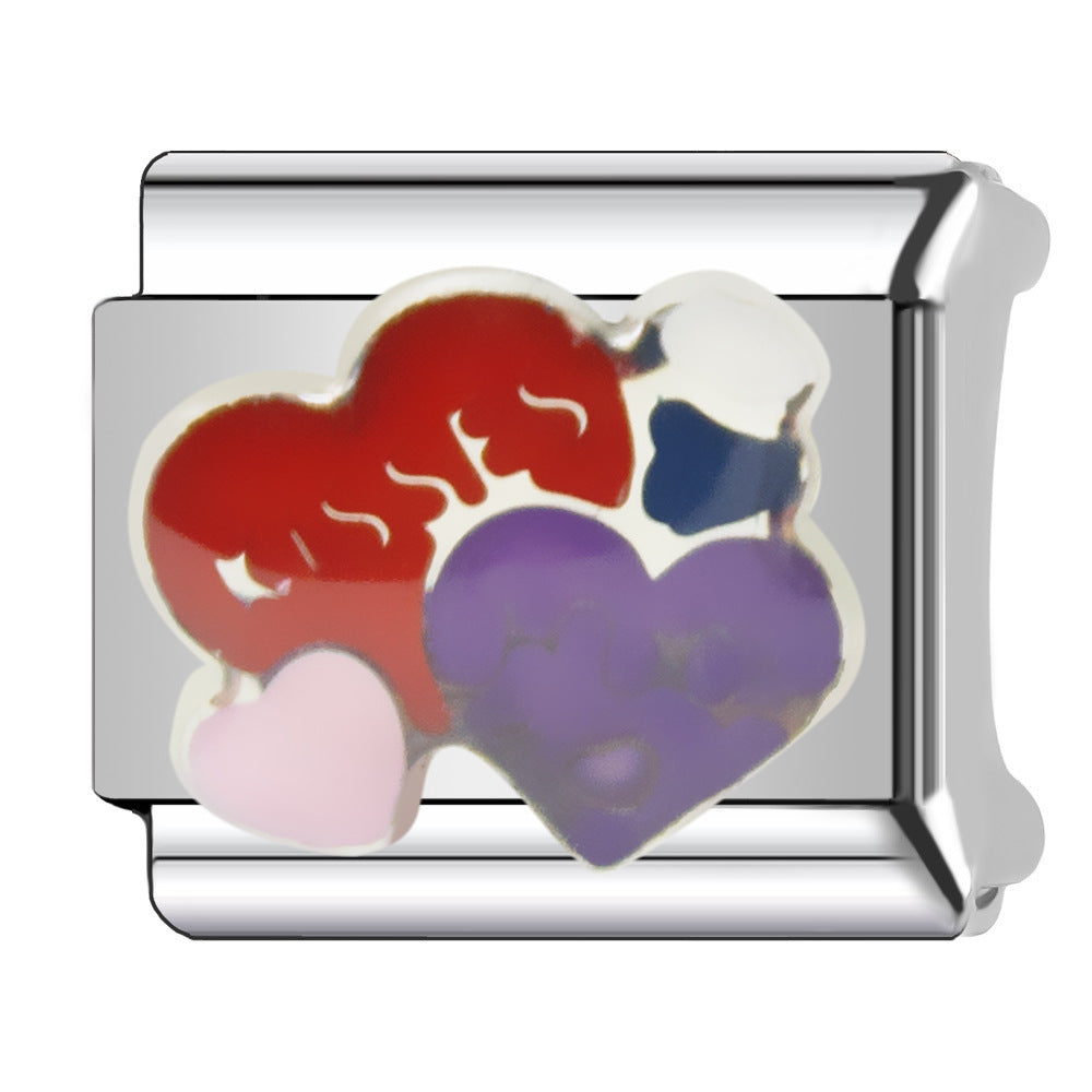 Wholesale Heart-Shaped Italian Module Bracelet Stainless Steel Dripping Oil Fashion Jewelry Accessory Gift