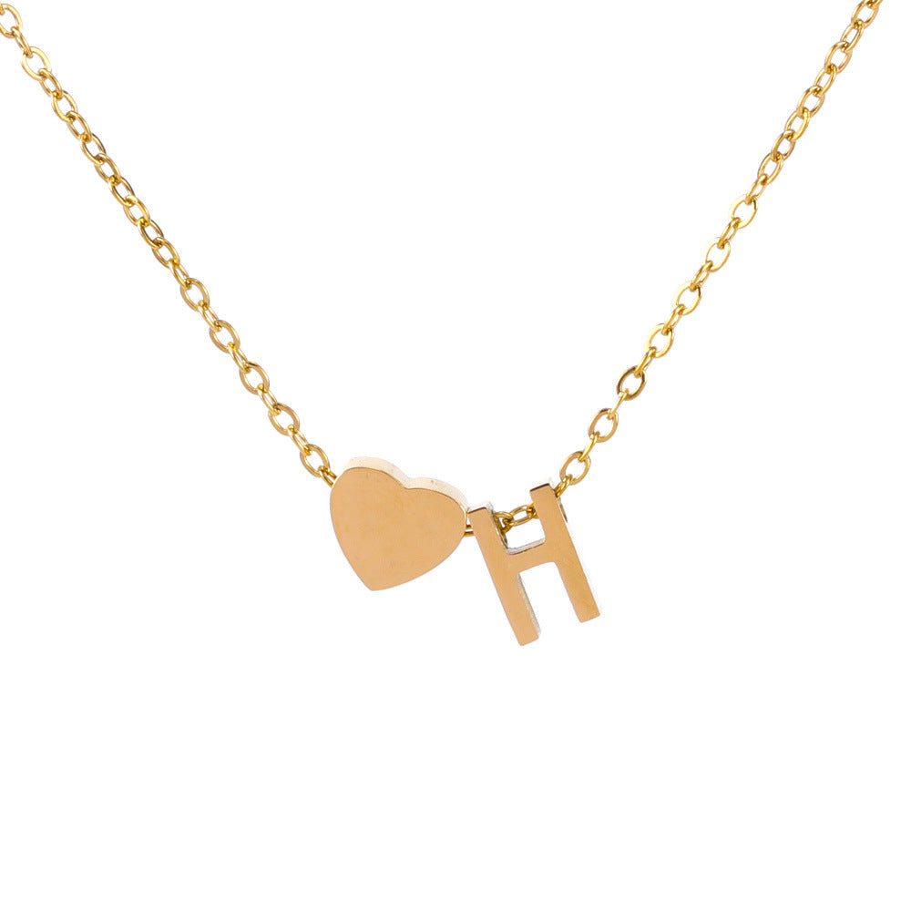 Wholesale 18K Gold Titanium Steel Letter Love Necklace ACC-NE-FeiLing004