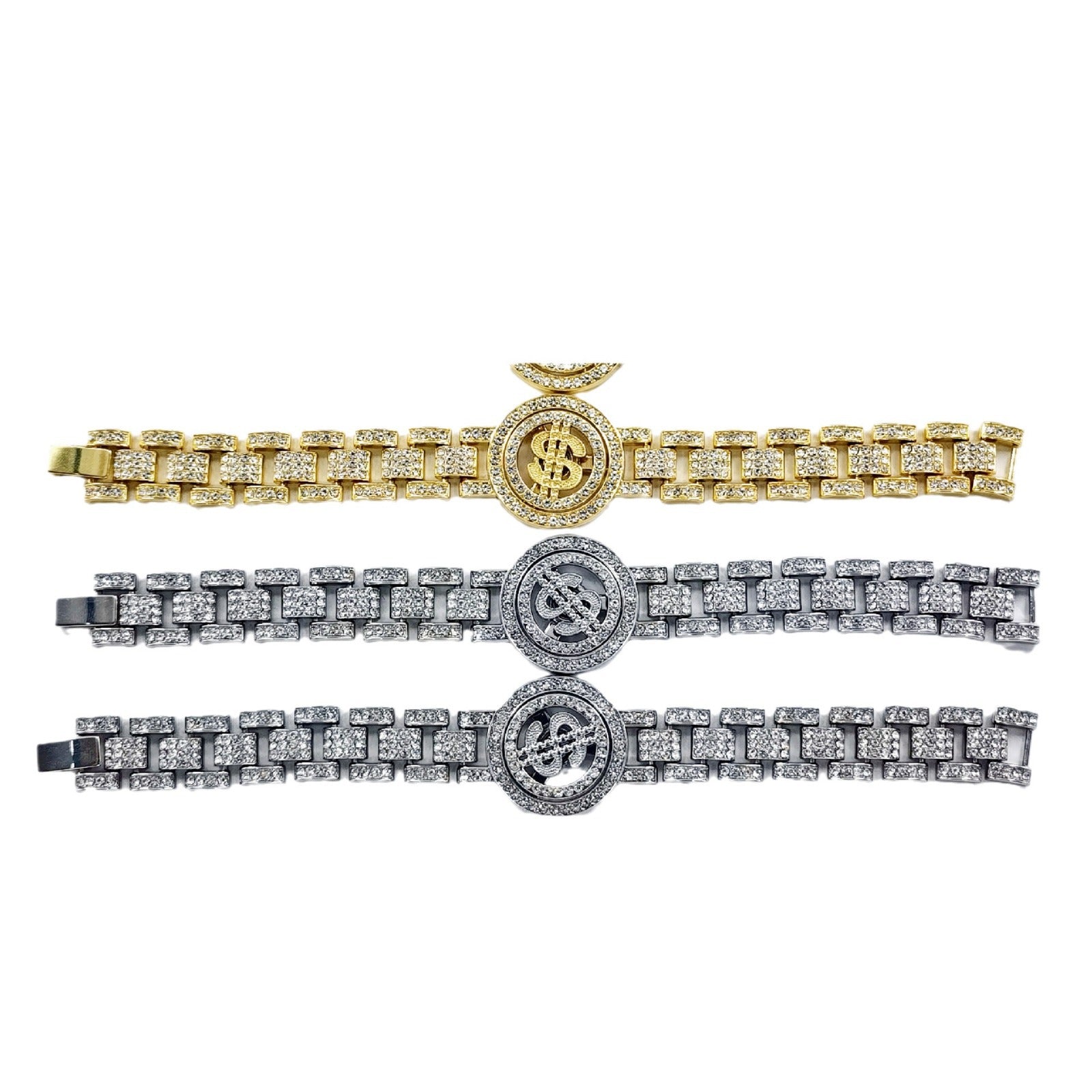 Wholesale Gold Alloy Cuban Chain Necklace Rhinestone US Dollar Pendant Hip Hop Style Unisex Fashion Accessory