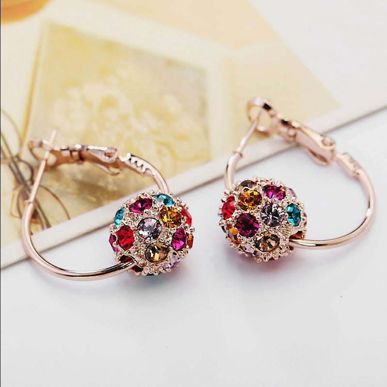 Wholesale Alloy Crystal Rhinestone Stud Earrings Lucky Ball Charm Jewelry for Everyday Wear