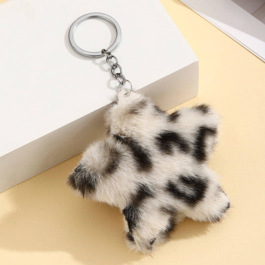 Wholesale plush star  pendant leopard print Keychain