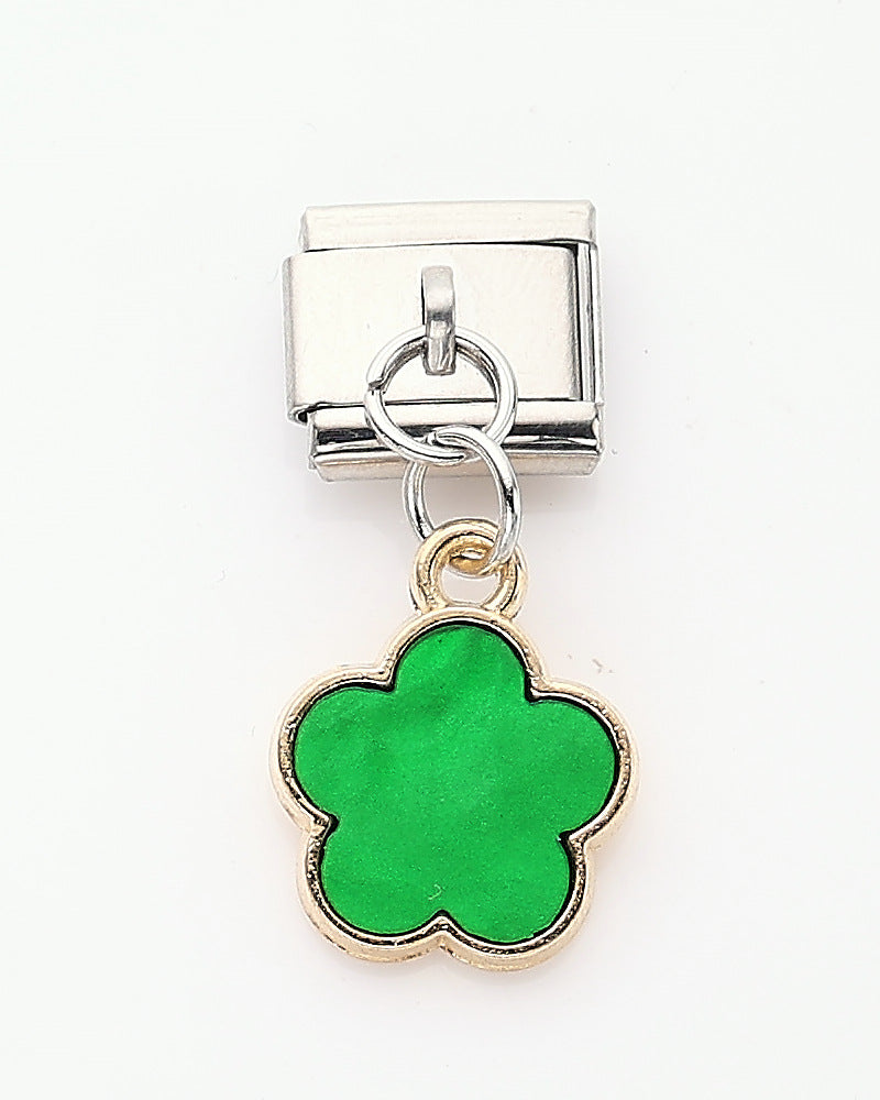 Wholesale 10pcs Italian Charm Bracelet 9mm DIY Splicing Malachite Heart Stainless Steel Composable Bracelet