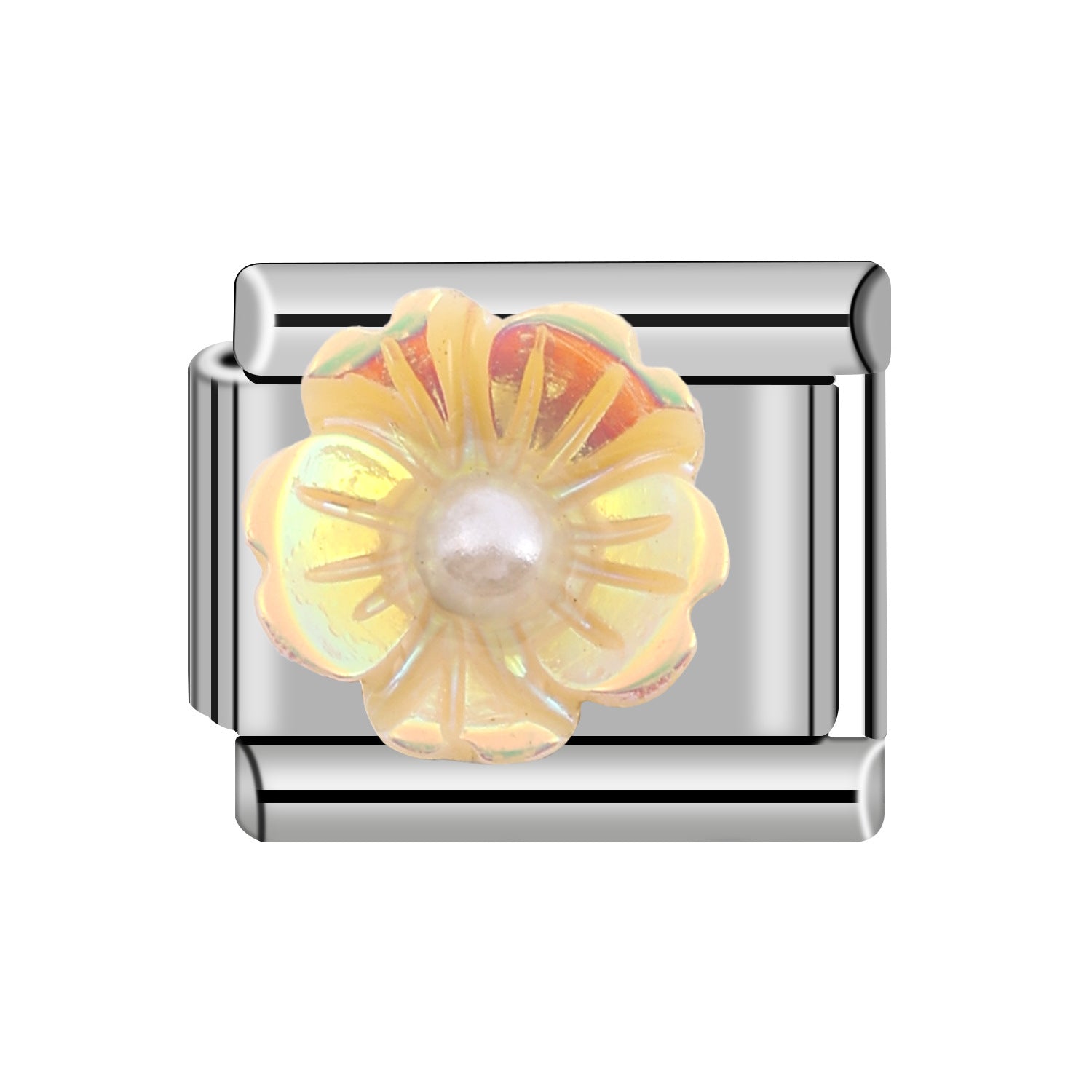 Wholesale 10pcs Italian Charm Bracelet 9mm DIY Splicing Removable Flower Round Gem Element Stainless Steel Composable Bracelet