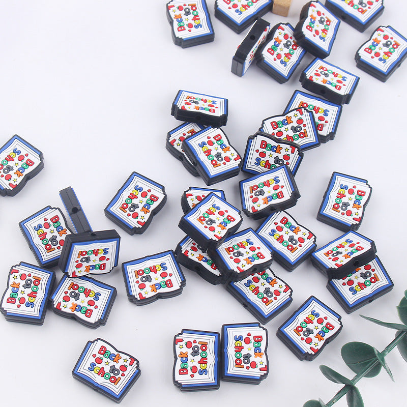 Wholesale 5pcs Cartoon Silicone Book Focal Beads ACC-BDS-GuangTian036
