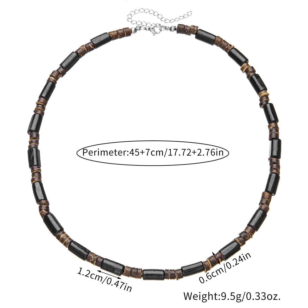 Wholesale Summer Beach Bohemian Wood Chip nut Shell Necklace