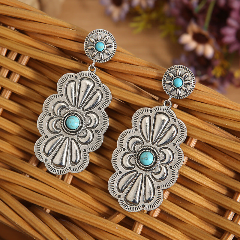 Wholesale  lace alloy turquoise earrings
