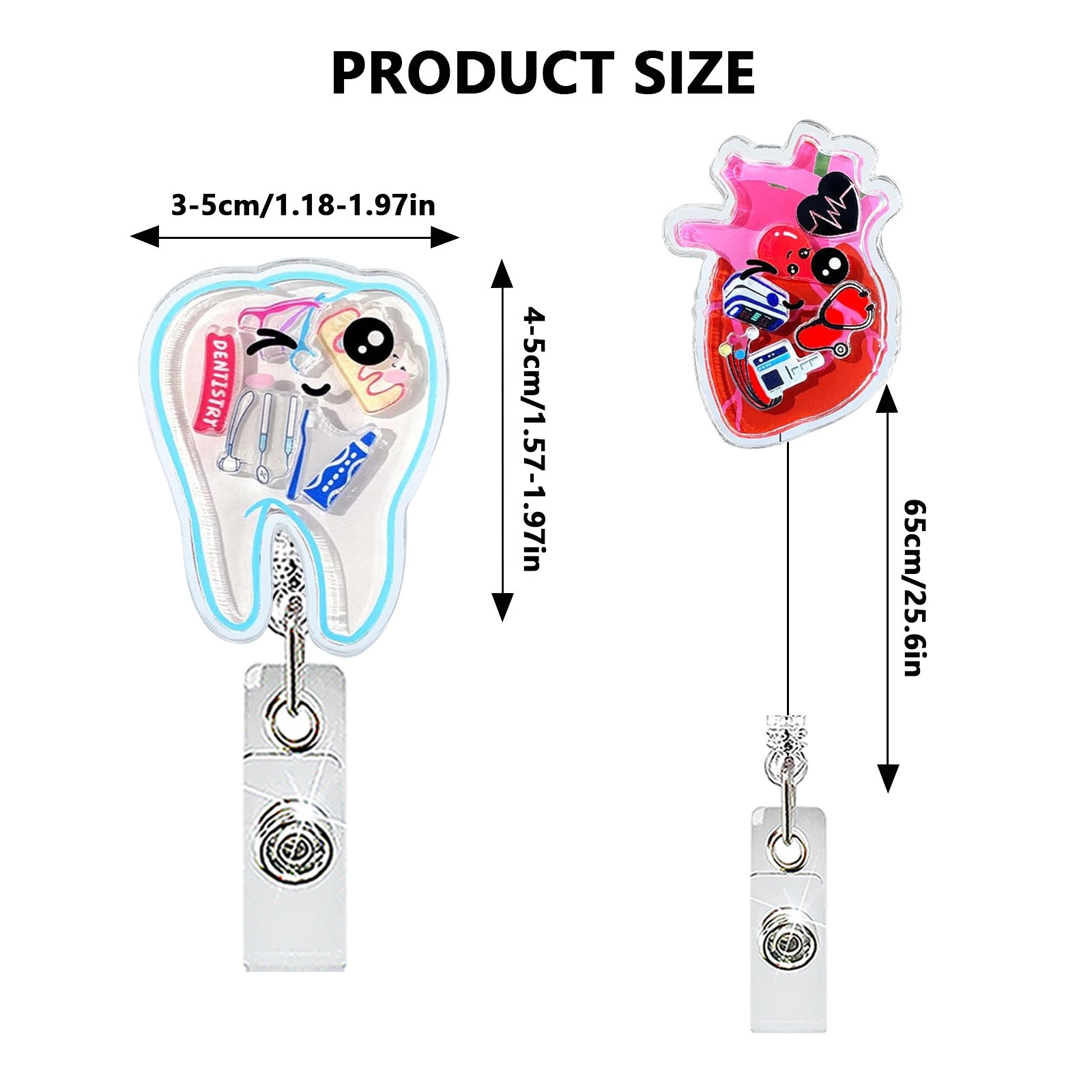 Wholesale Cute Acrylic Heart-Shaped Retractable Badge Holder - Pill Bottle Design for Doctor Nurse,  Rotating Clip,  Gift