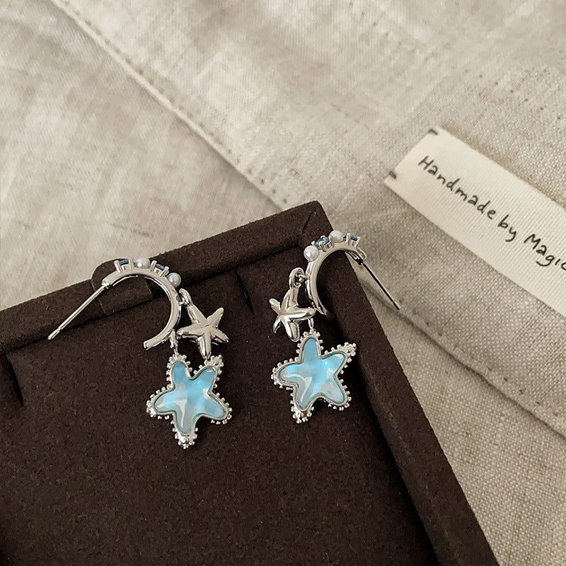 Wholesale Small fresh blue star jellyfish earrings female unique niche exquisite fashion elegant all-match earrings earrings