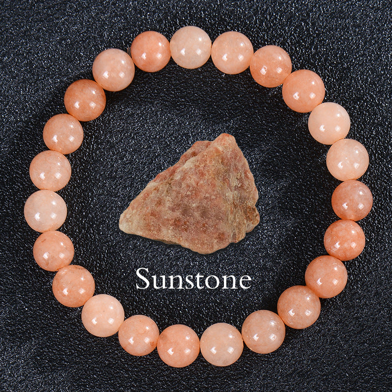 Wholesale Natural Stone Apatite Sunstone Elastic Bracelet Handmade Round Bead Jewelry Accessory Unisex Casual Gift Boutique Resale