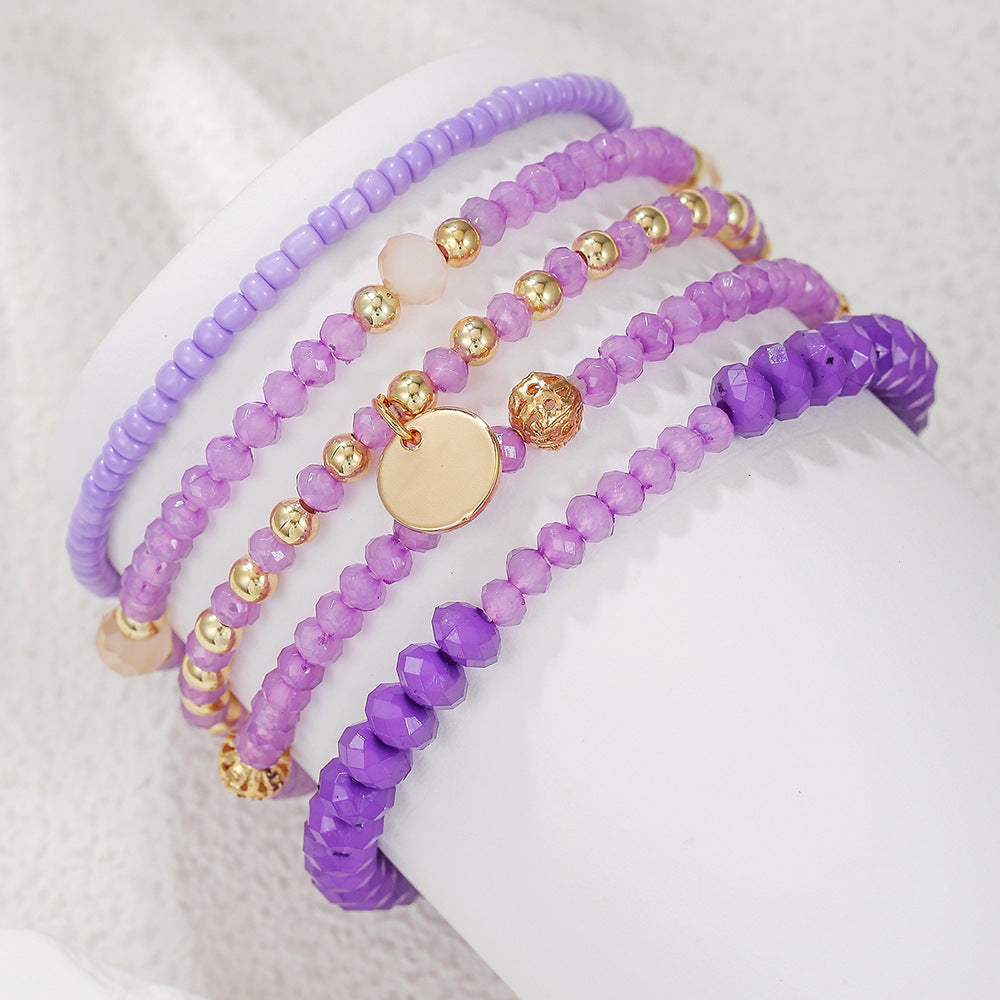 Wholesale Bohemian Beaded Bracelet Set,  Geometric Alloy Glass Beads,  Trendy Charm Bracelets for Women,  Jewelry Accessory