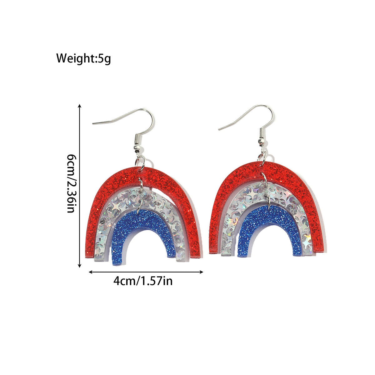 Wholesale Independence Day National Day Cheerleading Rainbow Shape Acrylic Earrings