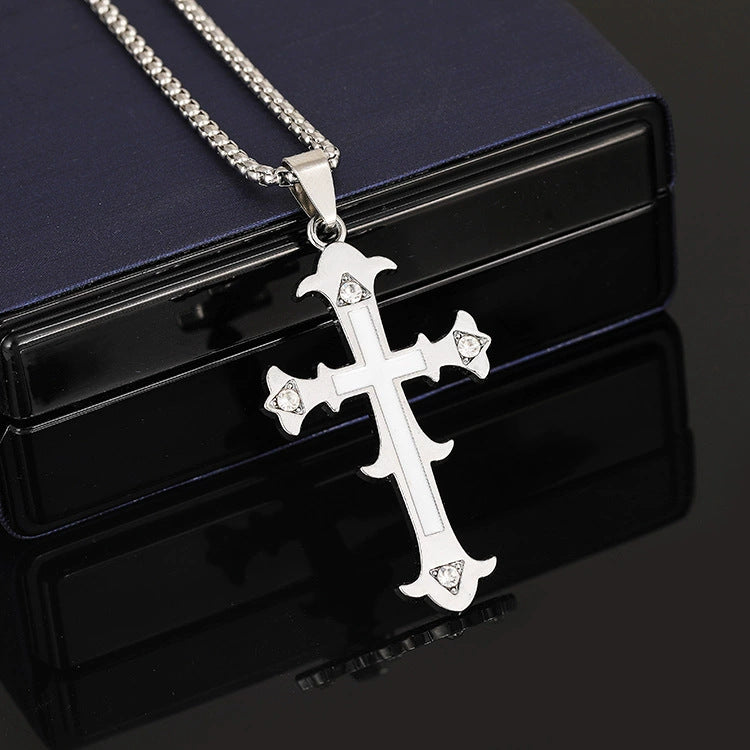 Wholesale Titanium Steel  Cross Necklace  Hip-Hop All-Match Pendant Necklaces