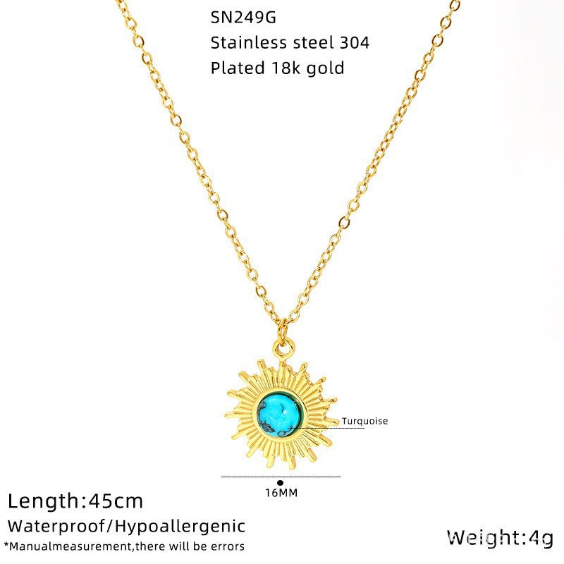 Wholesale Titanium Steel Sunflower Devil' s Eye Necklace Pendant for Everyday Wear Boutique Jewelry Accessory
