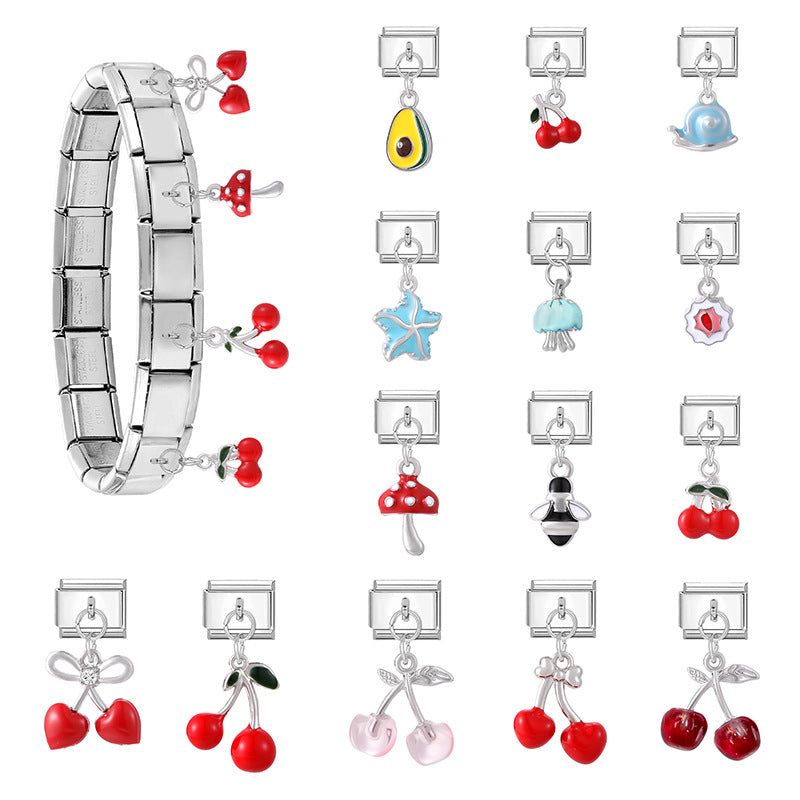 Wholesale  Italian Charm Bracelet 9mm DIY Splicing Cute Creative Stainless Steel Composable Bracelet