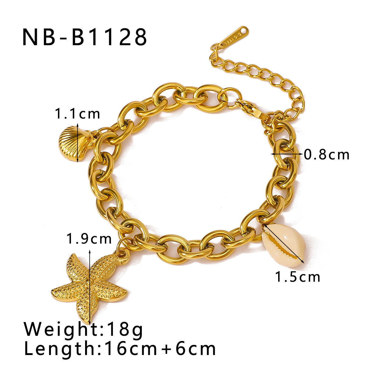 Bracelet en acier en acier inoxydable en pierre naturelle en pierre en gros étoiles d'étoile de mer en pierre naturelle en pierre naturelle