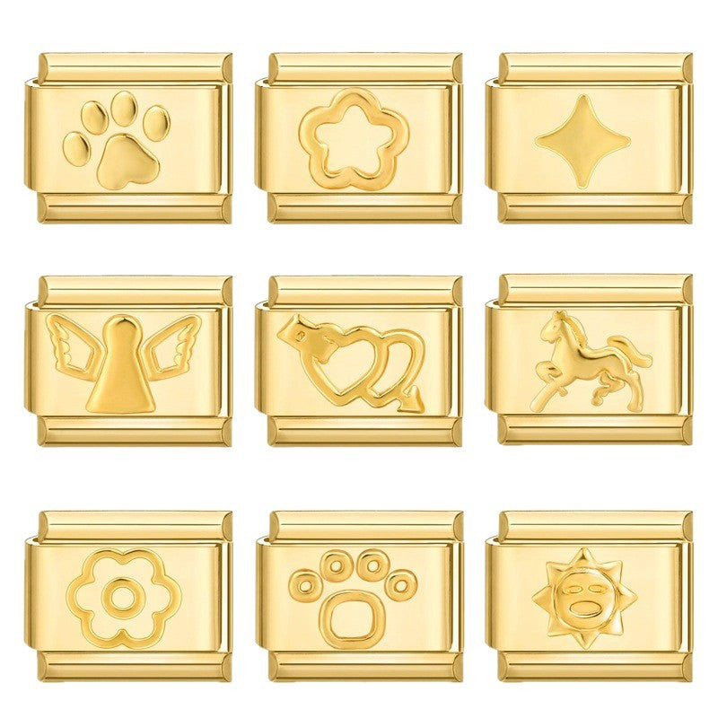 Wholesale 9mm Italian Charm Starter Bracelets DIY square Single Section Creative Stainless Steel Composable Bracelet