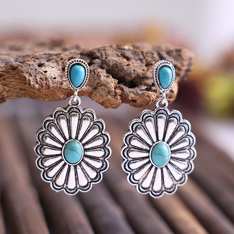 Wholesale Retro Bohemian Oval Red Earrings Alloy Fashion Accessory for Party or Everyday Resale
