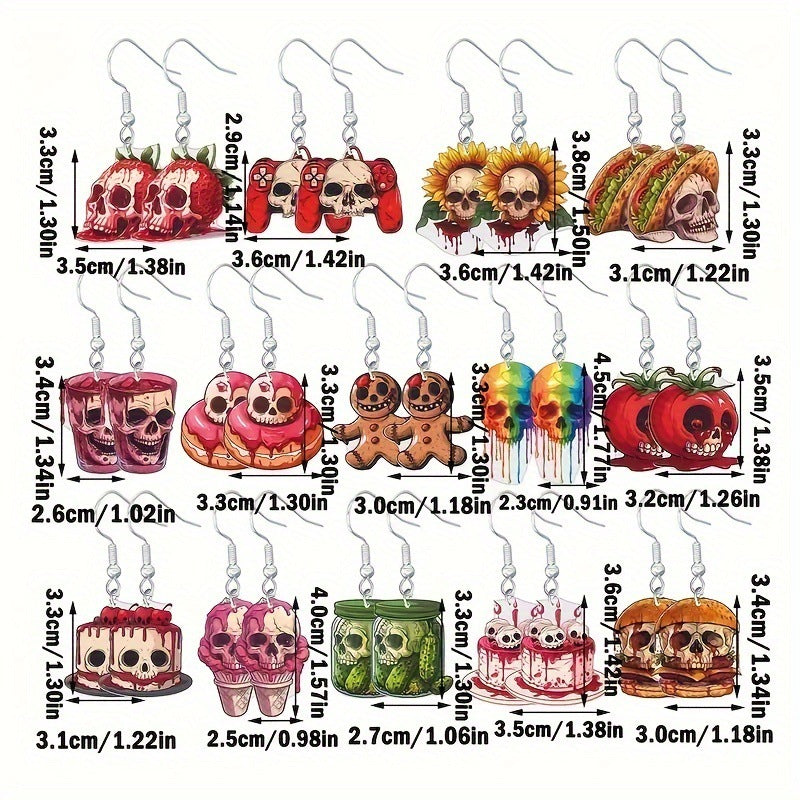 Wholesale Gothic Punk Skull Pendant Earrings Halloween Earrings  Set