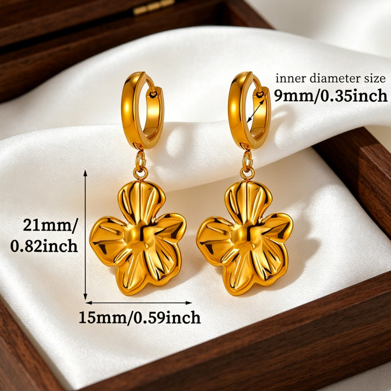 Wholesale 304 Stainless Steel Vacuum Plated Flower Earrings Fashion Jewelry Accessory for Women