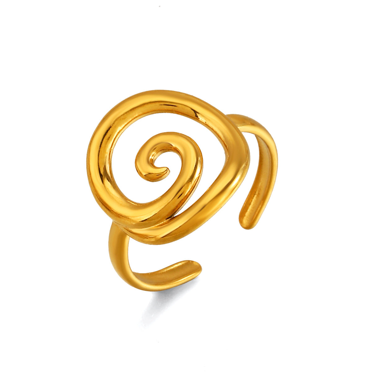 Wholesale European and American New Fashion Light Luxury Stainless Steel Threaded Ring Gold Open Circular Swirl Ring Cross-Border Wholesale for Women