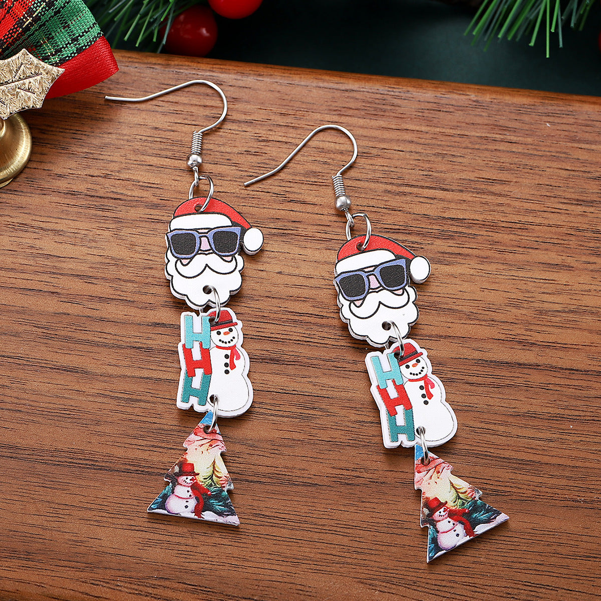 Wholesale Christmas  Christmas tree snowman  splicing earrings acrylic earrings