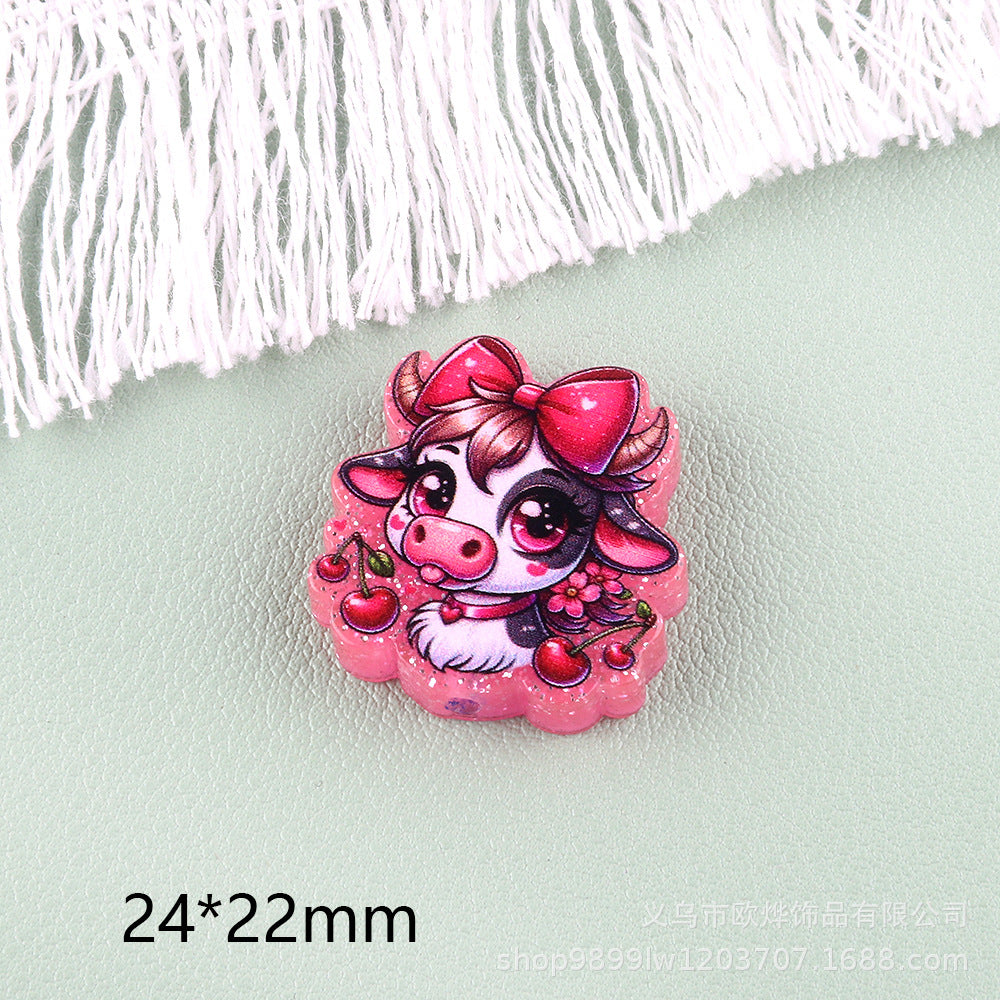Wholesale 5pcs Acrylic Beads Straight Hole Cartoon Characters Beadable Pen and Keychain DlY Accessories