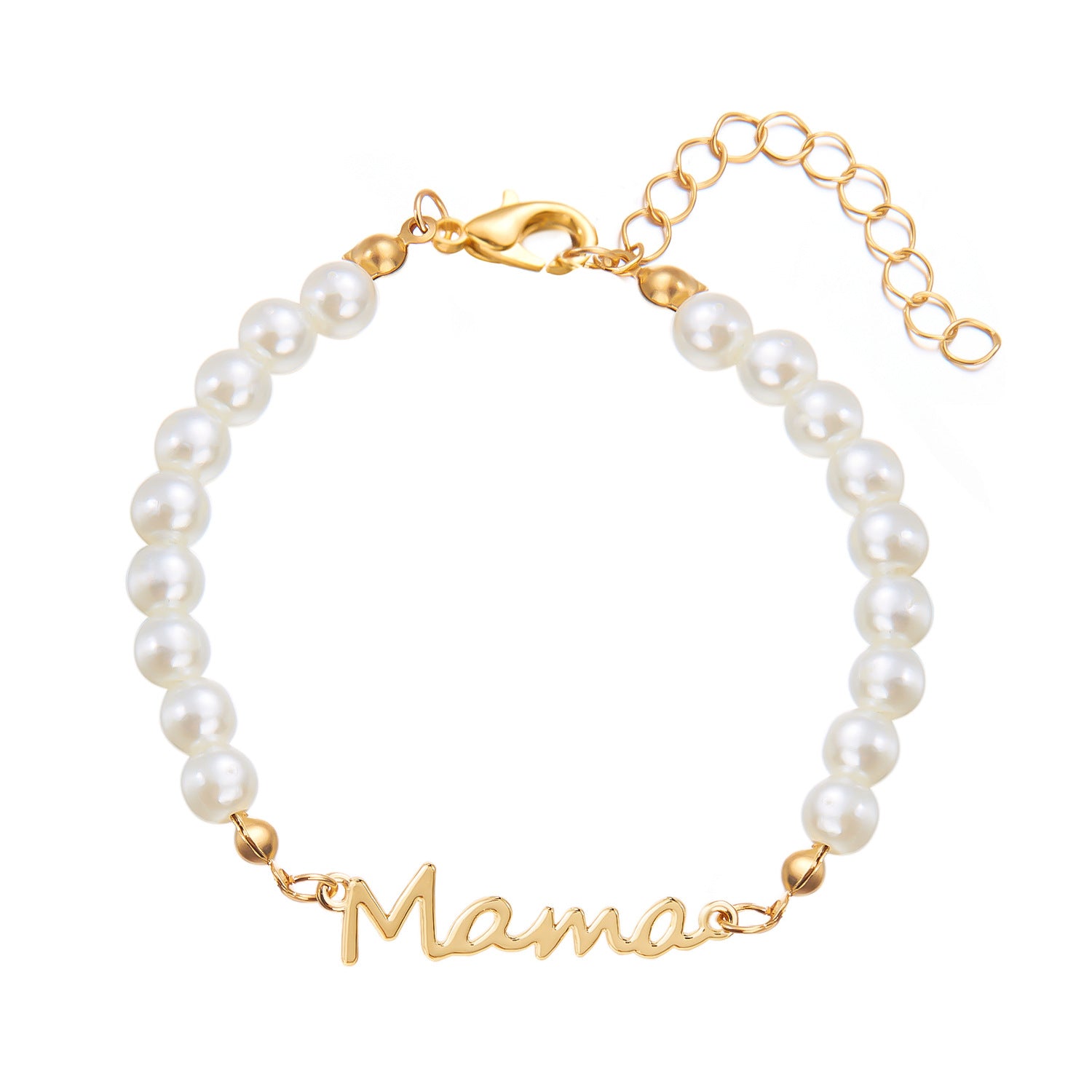 Wholesale Mother's Day Letters Mama Pearl Necklace Bracelet suit