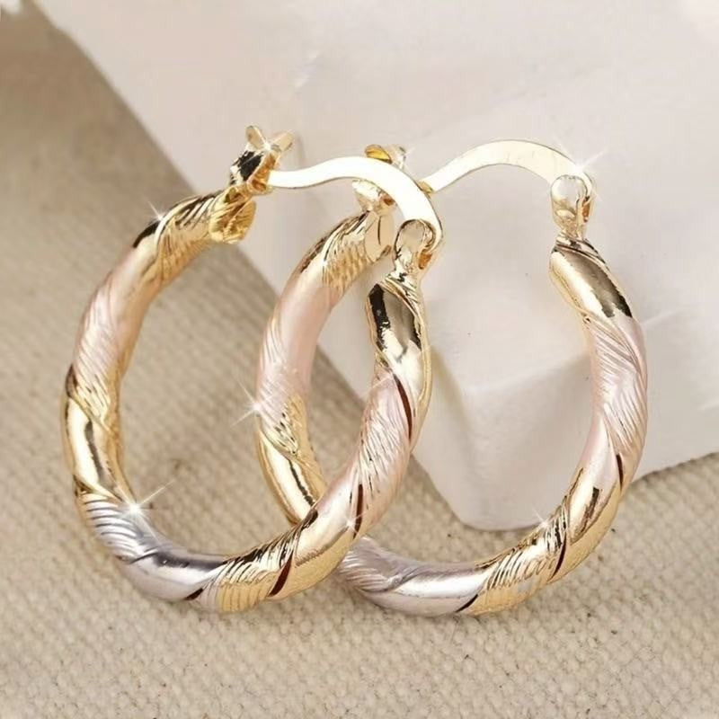 Wholesale Trendy Geometric Circle Hoop Earrings Gold Zinc Alloy Everyday Jewelry Accessory For Gift And Resale