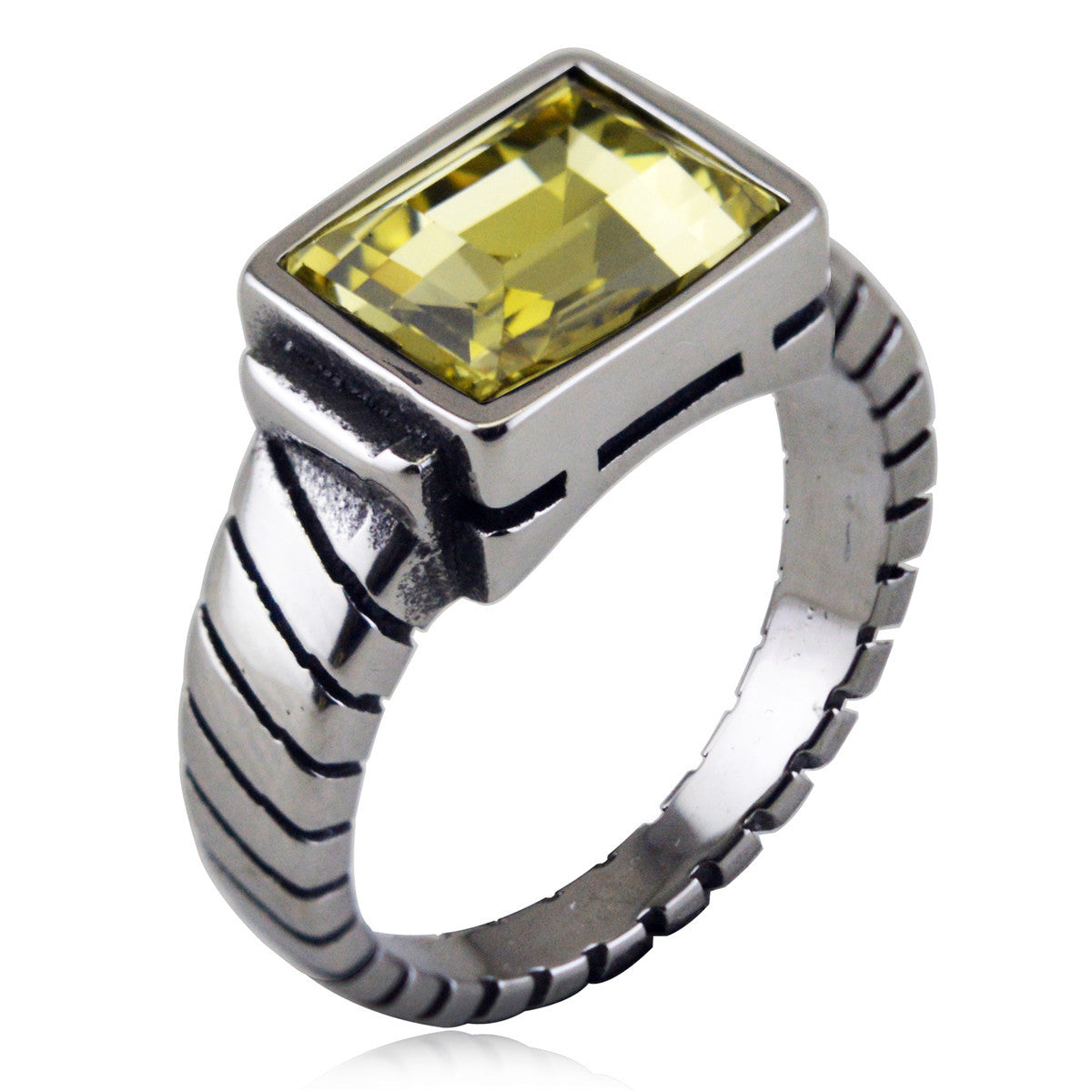 Wholesale Titanium Steel Geometric Ring Dark Blue Punk Design Unisex Everyday Wear Jewelry Accessory Boutique Resale