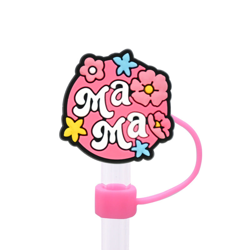 Wholesale Random 100pcs Mother's Day Straw Cover 10MM Straw Tube Cap