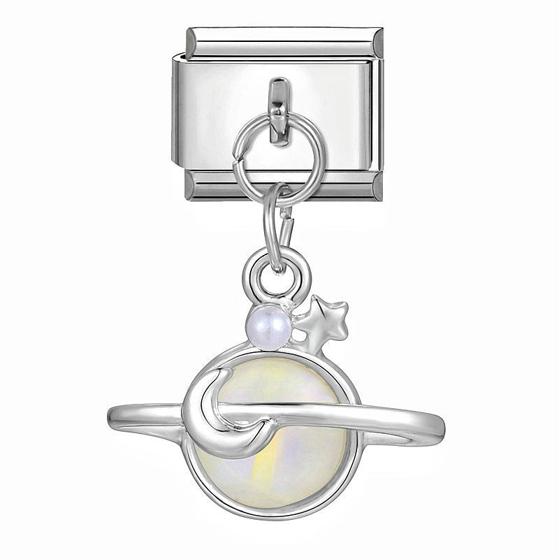 Wholesale Stainless Steel Butterfly Moon Pendant Charm DIY Bracelet Jewelry Making Accessory Boutique Resale