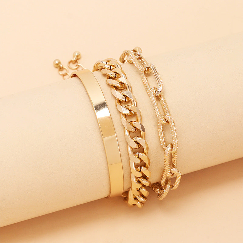 Wholesale Metal Chain Hipop Multi-layer Hand Jewelry Layered Bracelet Set ACC-BT-Yiran002