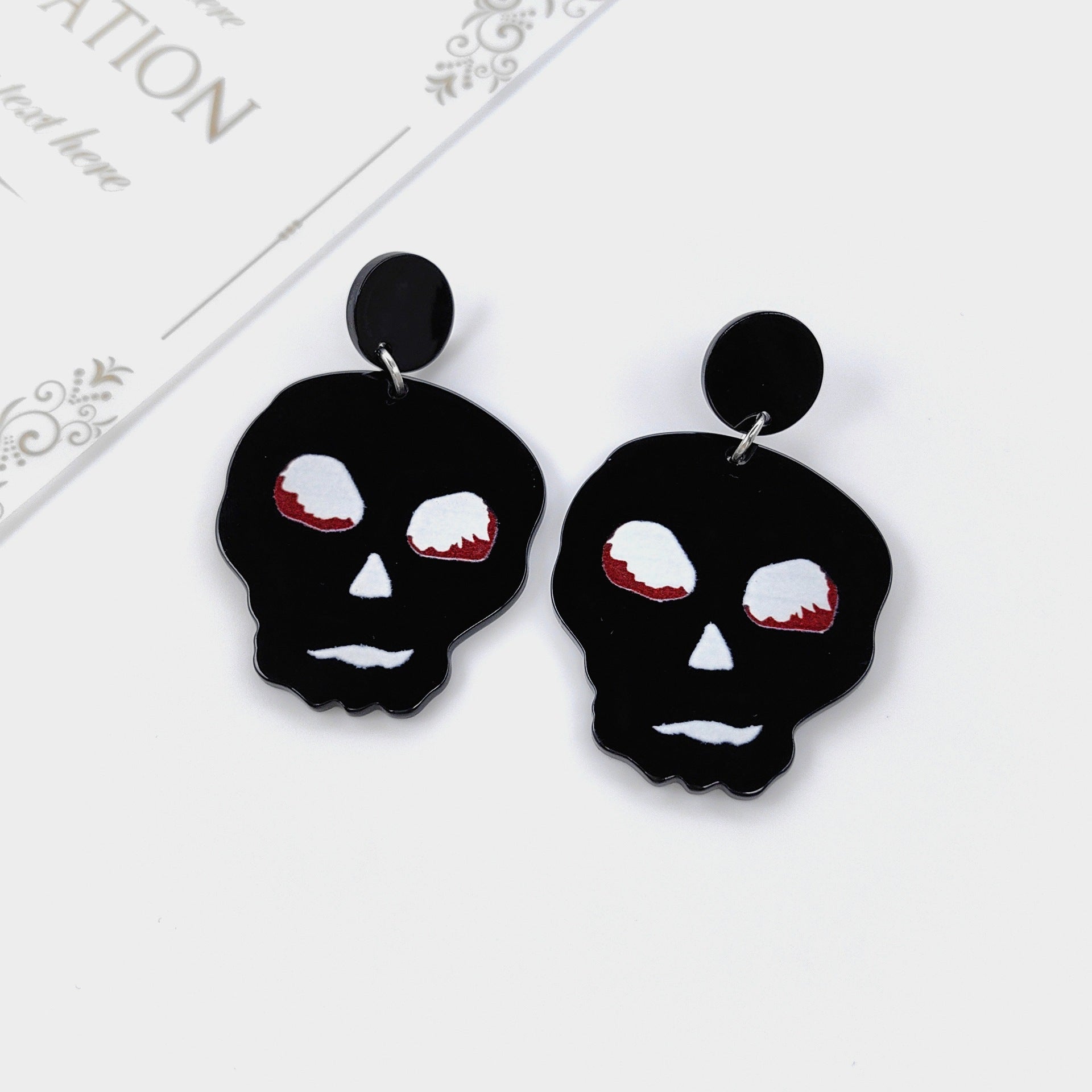 Wholesale Halloween Skull Acetate Acrylic Earrings ACC-ES-Xizhao007