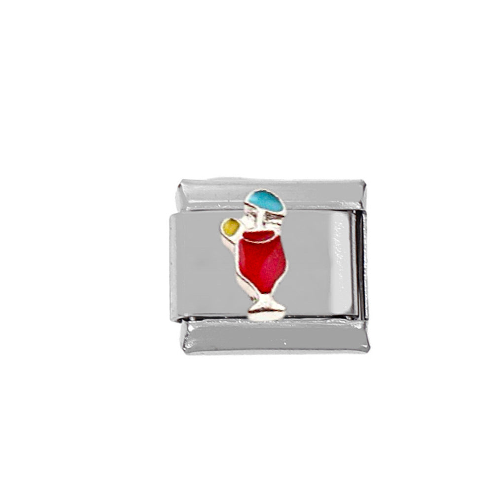 Wholesale 5pcs Italian Charm Bracelet Charm Module Stainless Steel Burger Coffee Bracelet 9mm DIY Pattern Free Stitching Detachable Composable Bracelet ACC-BT-DaLiang006