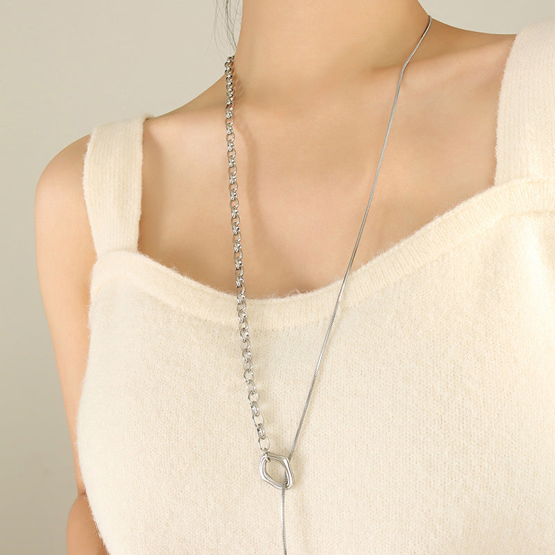 Wholesale Titanium Steel Plated 18K Gold OT Buckle Adjustable Chain Necklace Trendy Fashion Jewelry for Women
