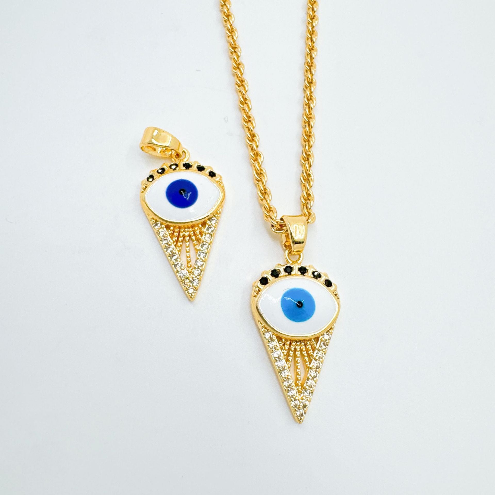 Wholesale Copper Gold Plated Evil Eye Pendant Necklace Eight Pointed Star Blue Charm For Jewelry Making