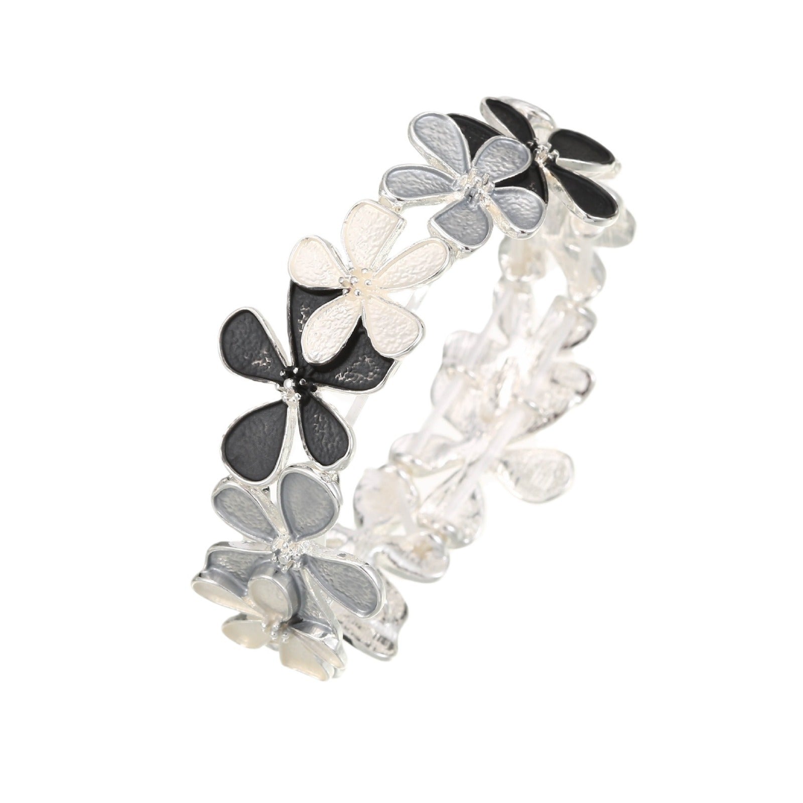 Wholesale colorful flower alloy elastic bracelet multi-color petal bracelet