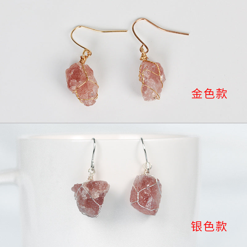 Wholesale Natural Crystal Irregular Rough Stone Earrings ACC-ES-ZhiSF001