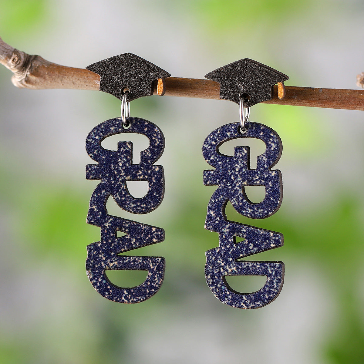 Wholesale Graduation Season Doctor Hat Stitching Pendant Earrings