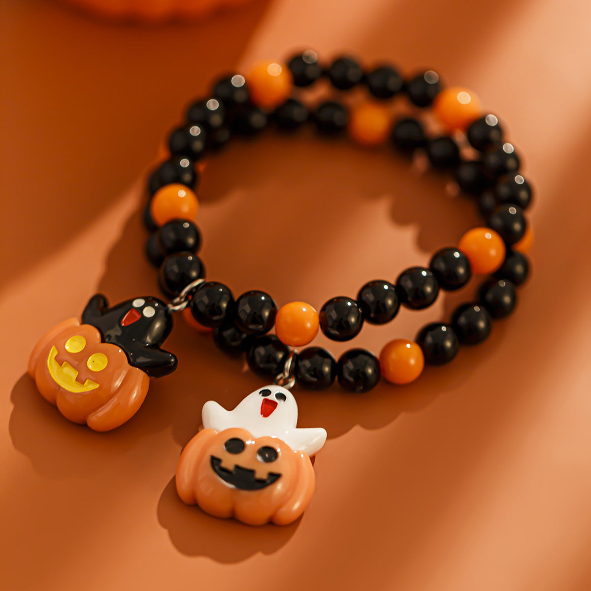 Wholesale Halloween Pumpkin Multilayer Clay Bracelets Layered Bracelet Set ACC-BT-XueRou004