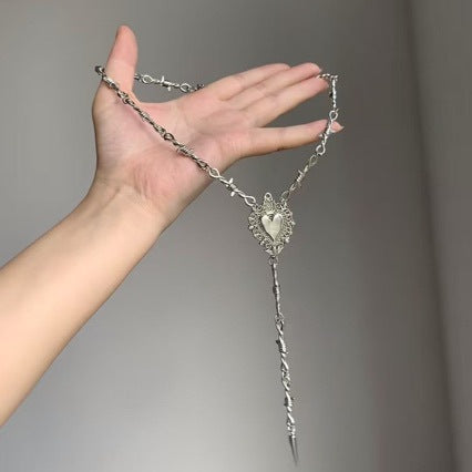 Wholesale Antique Silver Heart Pendant Choker Necklace Party Jewelry Accessory Trendy Gift