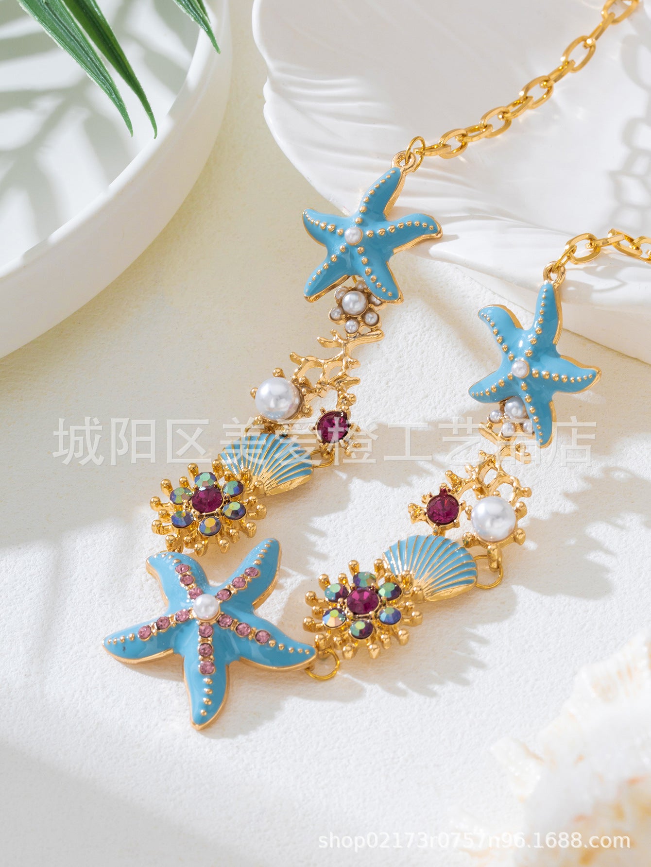 Wholesale Shell Necklace Light Luxury NicheBeach Vacation Style Fashion Personality Colorful Starfish Choker Collarbone Chain for Women