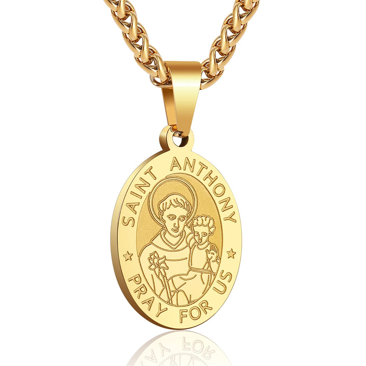 Wholesale double-sided portrait medal cross stainless steel pendant necklace