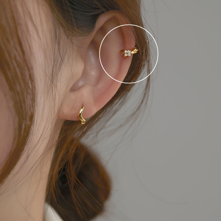 Wholesale Korean Style Gold Plated Copper Mini Diamond Earrings Women Light Luxury