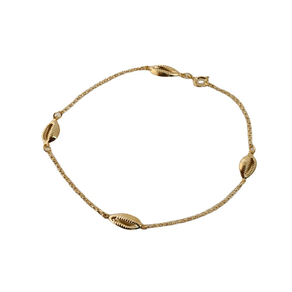 Wholesale Gold and Silver Simple Shell Anklet